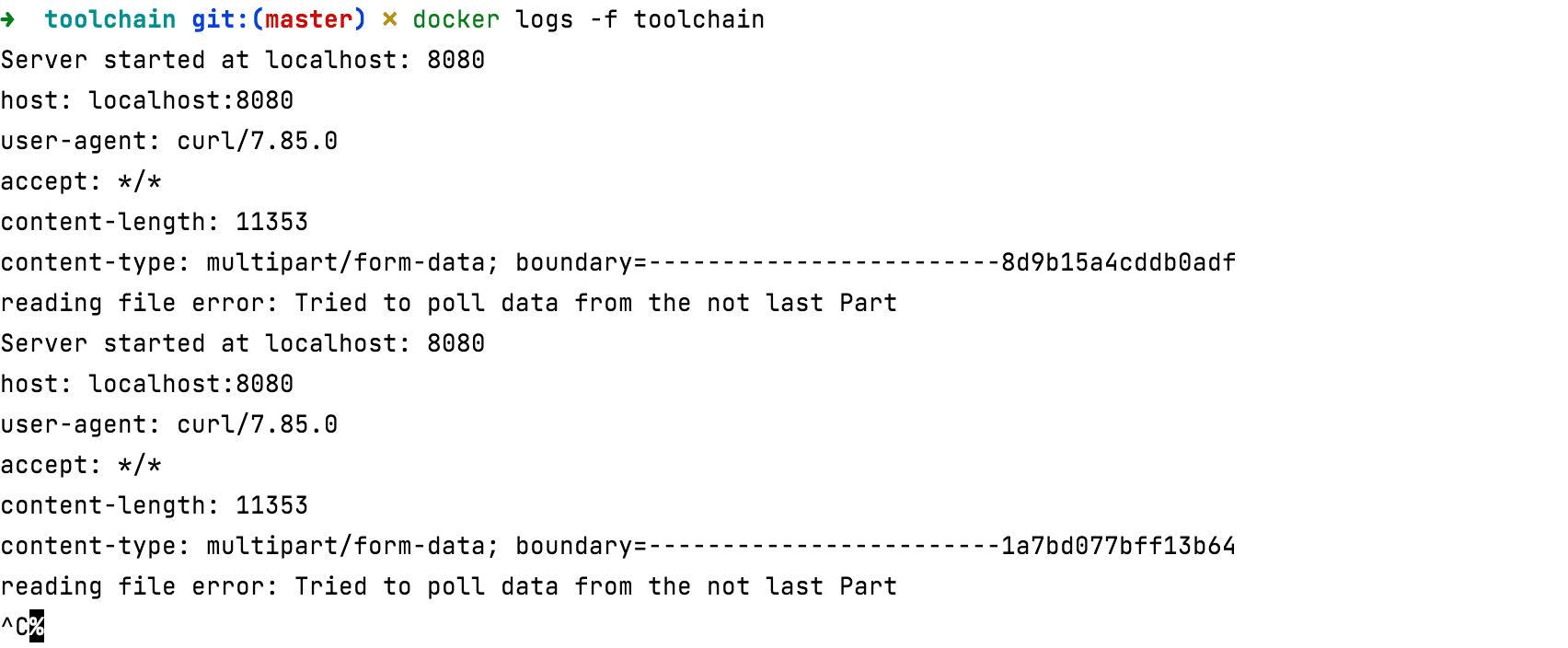 docker logs container output